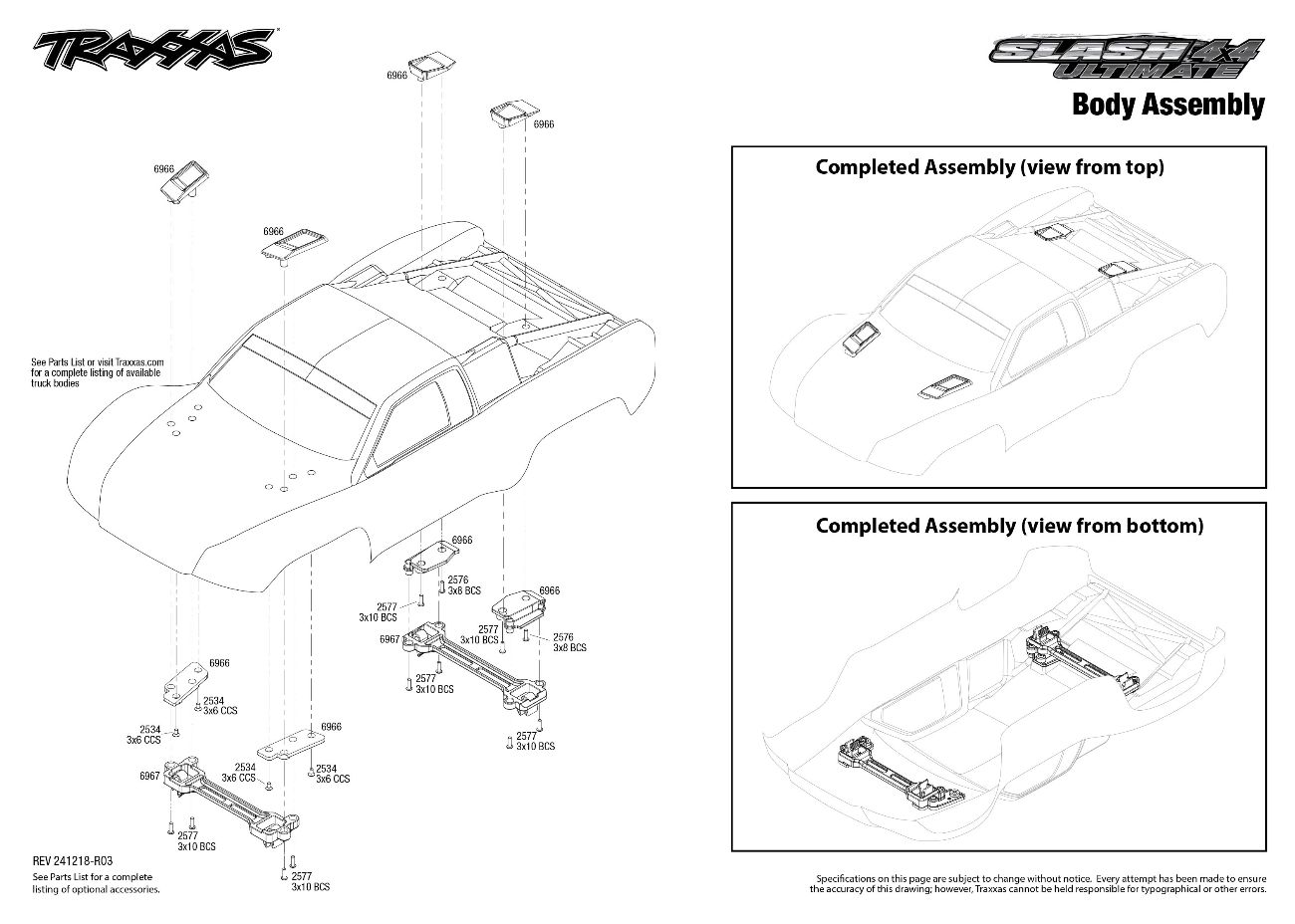 Slash 4X4 Ultimate (68277-4) Body Assembly Exploded View Slash 4X4 Ultimate (68277-4) Body Assembly Exploded View